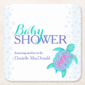 Zee schildpad whimsy waterverf baby shower onderze kartonnen onderzetters (Voorkant)