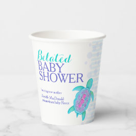 Zee schildpad whimsy waterverf verlate baby aqua papieren bekers