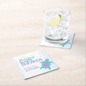 Zee schildpad whimsy waterverf verlate baby shower kartonnen onderzetters (Insitu)