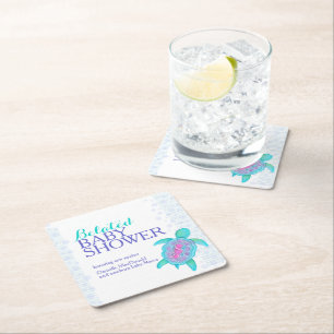 Zee schildpad whimsy waterverf verlate baby shower kartonnen onderzetters