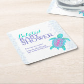 Zee schildpad whimsy waterverf verlate baby shower kartonnen onderzetters (Schuin)