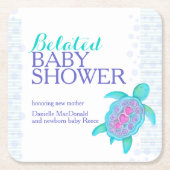 Zee schildpad whimsy waterverf verlate baby shower kartonnen onderzetters (Voorkant)