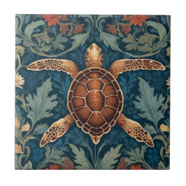 Zee Schildpad William Morris stijl Ocean Life Flor Tegeltje