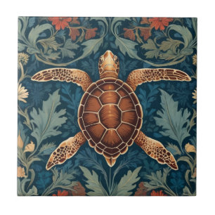 Zee Schildpad William Morris stijl Ocean Life Flor Tegeltje
