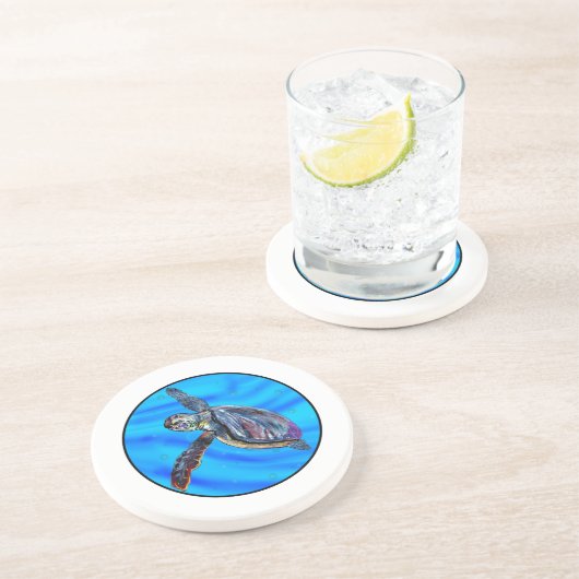 Zee schildpad zandsteen onderzetter (Zijkant)