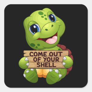 Zee schildpad zeeschildpadden oceaan dierlijk cade vierkante sticker