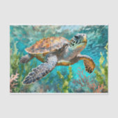 Zee Schildpad Zeewier en koraal Decoupage Tissuepapier (Voorkant)