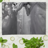 Zee Schildpad Zwart-wit kunst Theedoek (Gevouwen)