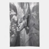 Zee Schildpad Zwart-wit kunst Theedoek (Verticaal)