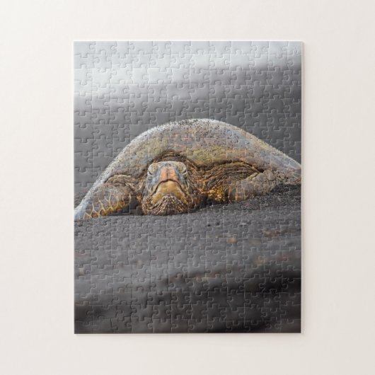 Zee Schildpad - Zwart Zandstrand - Hawaii Puzzel (Verticaal)