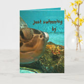 Zee Schildpad Zwemmen door Vaderdag Kaart (Gele Bloem)