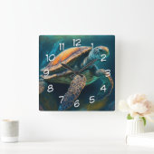 Zee Schildpad Zwemmen in de Oceaan Vierkante Klok (Huis)