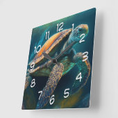 Zee Schildpad Zwemmen in de Oceaan Vierkante Klok (Hoek)