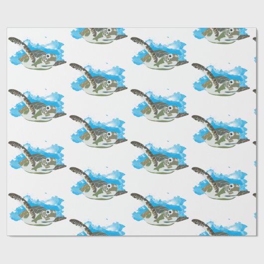 Zee schildpad zwemmen in ontwerp Waterverf Cadeaupapier (Vlak)