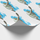 Zee schildpad zwemmen in ontwerp Waterverf Cadeaupapier (Hoek)