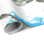 Zee schildpad zwemmen in ontwerp Waterverf Cadeaupapier (Rol Hoek)