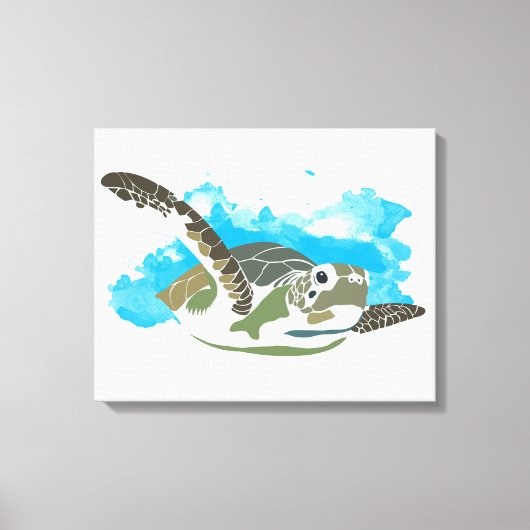 Zee schildpad zwemmen in ontwerp Waterverf Canvas Afdruk (Voorkant)