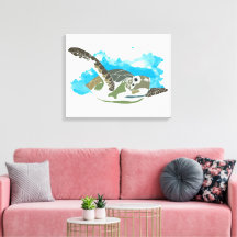 Zee schildpad zwemmen in ontwerp Waterverf