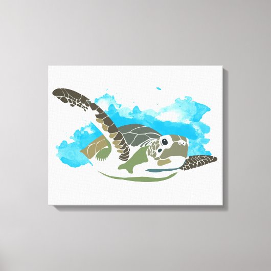 Zee schildpad zwemmen in ontwerp Waterverf Canvas Afdruk (Voorkant)