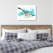 Zee schildpad zwemmen in ontwerp Waterverf Canvas Afdruk (Insitu (Slaapkamer))