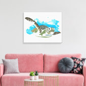Zee schildpad zwemmen in ontwerp Waterverf Canvas Afdruk (Insitu (Woonkamer))