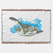 Zee schildpad zwemmen in ontwerp Waterverf Deken (Voorkant)