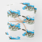 Zee schildpad zwemmen in ontwerp Waterverf Inpakpapier Vel (In situ)