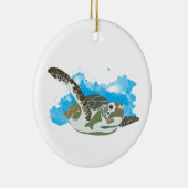 Zee schildpad zwemmen in ontwerp Waterverf Keramisch Ornament (Rechts)