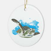 Zee schildpad zwemmen in ontwerp Waterverf Keramisch Ornament (Links)