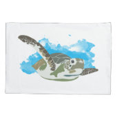 Zee schildpad zwemmen in ontwerp Waterverf Kussensloop (Achterkant)
