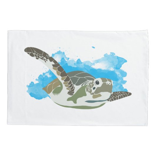 Zee schildpad zwemmen in ontwerp Waterverf Kussensloop (Achterkant)