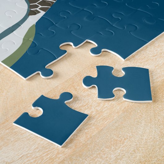 Zee schildpad zwemmen in ontwerp Waterverf Legpuzzel (Zijkant)