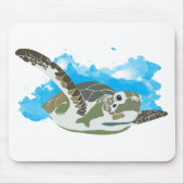 Zee schildpad zwemmen in ontwerp Waterverf Muismat (Voorkant)