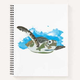 Zee schildpad zwemmen in ontwerp Waterverf Notitieboek