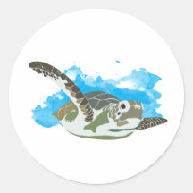 Zee schildpad zwemmen in ontwerp Waterverf