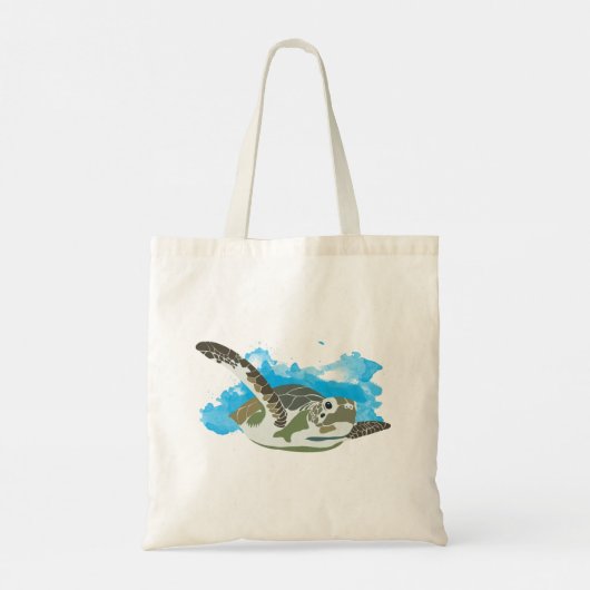 Zee schildpad zwemmen in ontwerp Waterverf Tote Bag (Achterkant)