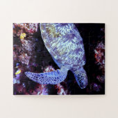 Zee schildpad zwemmen met levend koraal legpuzzel (Horizontaal)