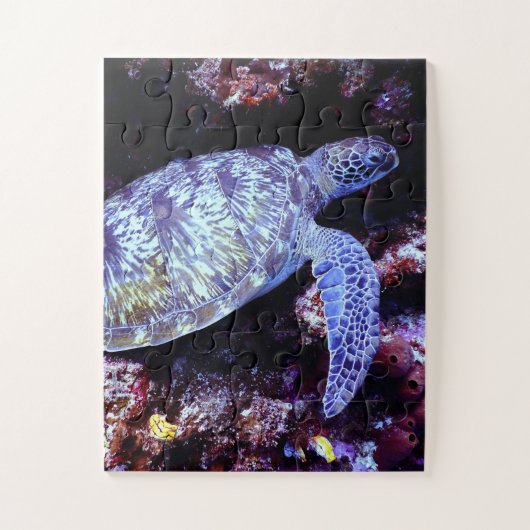Zee schildpad zwemmen met levend koraal legpuzzel (Verticaal)