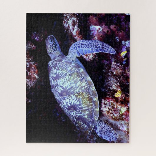 Zee schildpad zwemmen met levend koraal legpuzzel (Verticaal)
