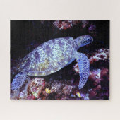 Zee schildpad zwemmen met levend koraal legpuzzel (Horizontaal)