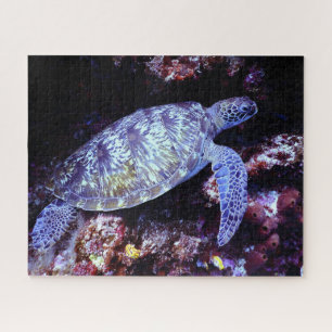 Zee schildpad zwemmen met levend koraal legpuzzel