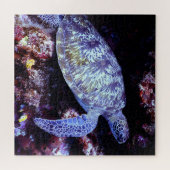 Zee schildpad zwemmen met levend koraal legpuzzel (Horizontaal)
