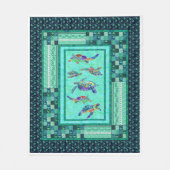 Zee Schildpad Zwemmen Quilt Deken Groot Gepersonal (Voorkant)