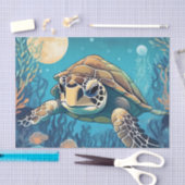 Zee Schildpad Zwemmen 's nachts Tissuepapier (Craft)