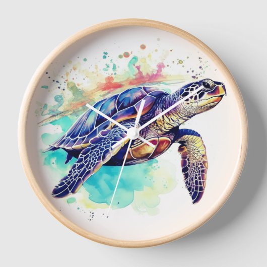Zee Schildpad Zwemmen waterverf schilderij (Voorkant)