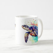 Zee Schildpad Zwemmen waterverf schilderij Koffiemok (Voorkant rechts)