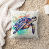 Zee Schildpad Zwemmen waterverf schilderij Kussen (Deken)