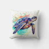 Zee Schildpad Zwemmen waterverf schilderij Kussen (Voorkant)