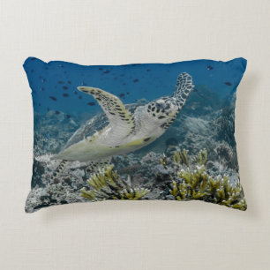 Zee Schildpad Zwemt Decoratief Kussen