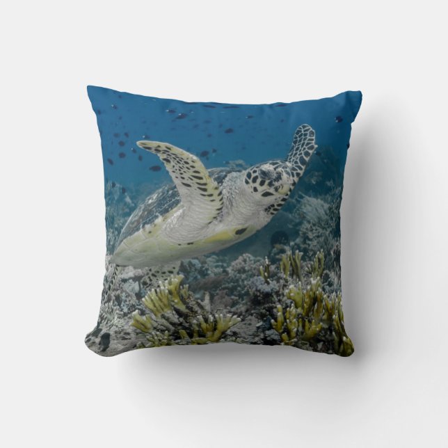 Zee Schildpad Zwemt Kussen (Voorkant)
